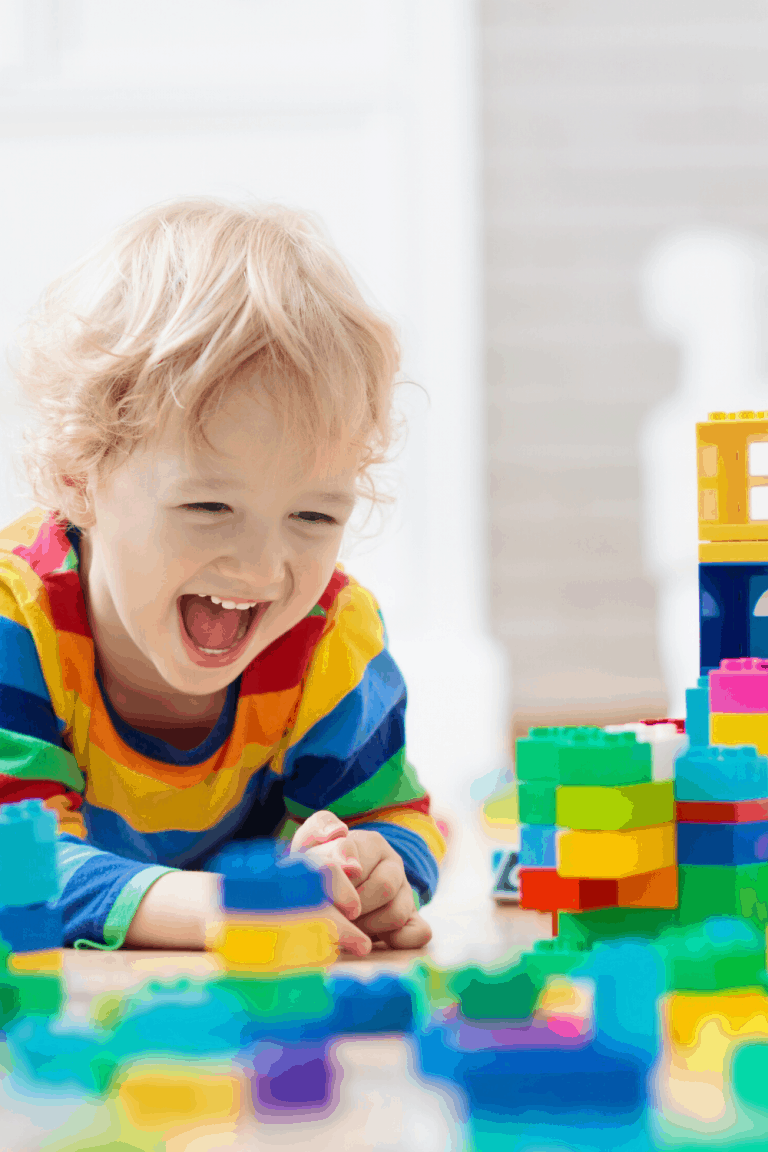 child playing with blocks