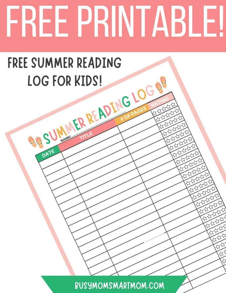 summer reading log for kids printable