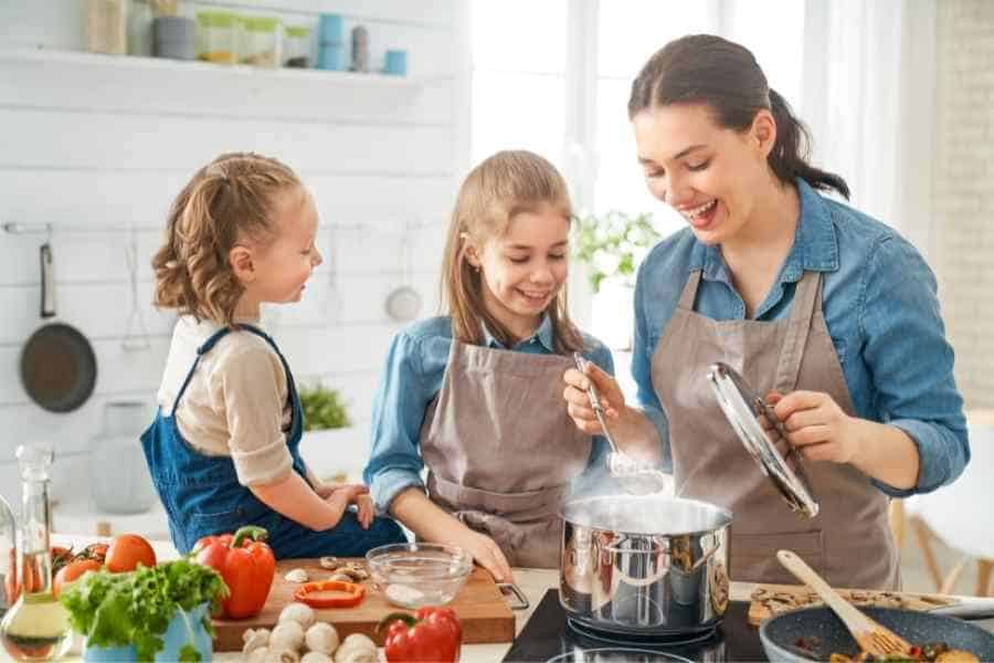 mom cooking with kids