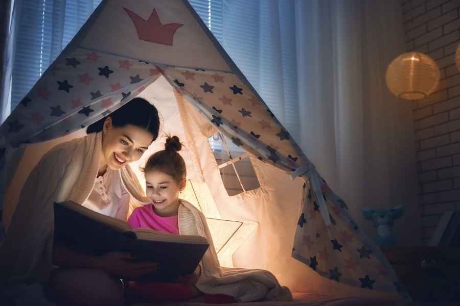 woman reading a bedtime story