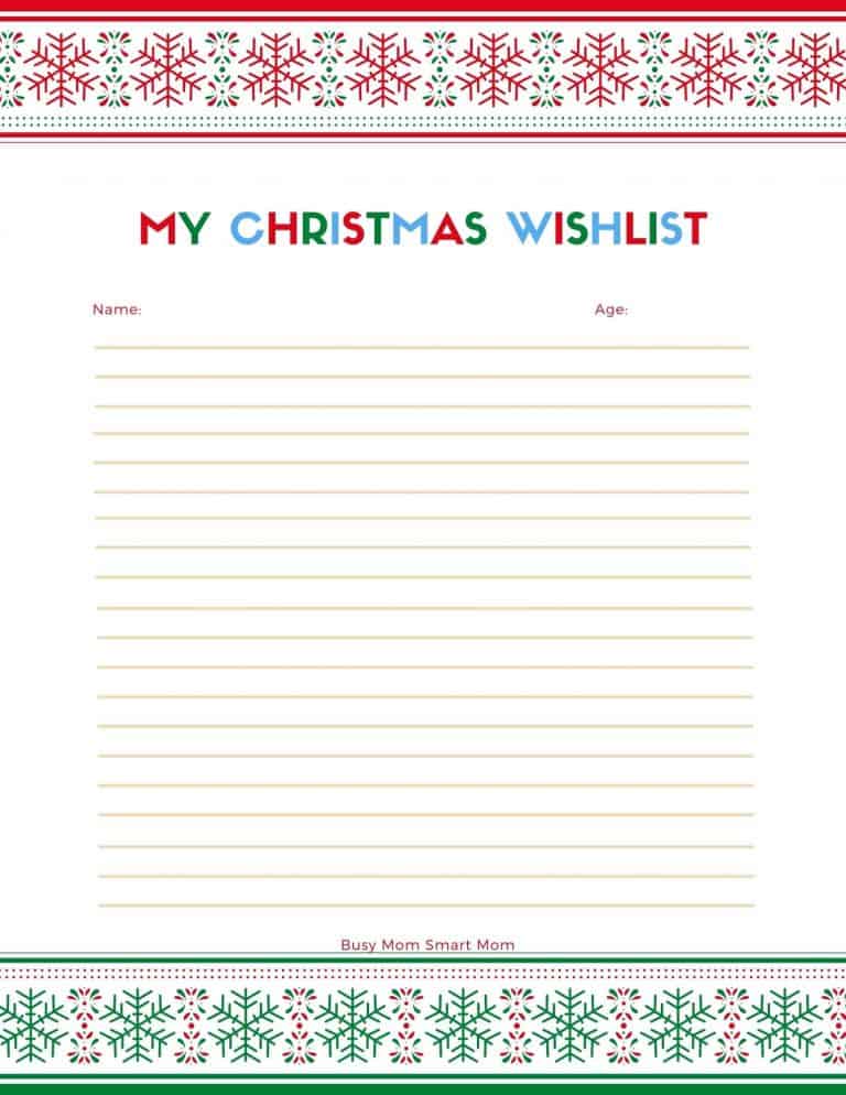 Christmas Wish List Printable (4 Free Santa Wish List Templates for ...