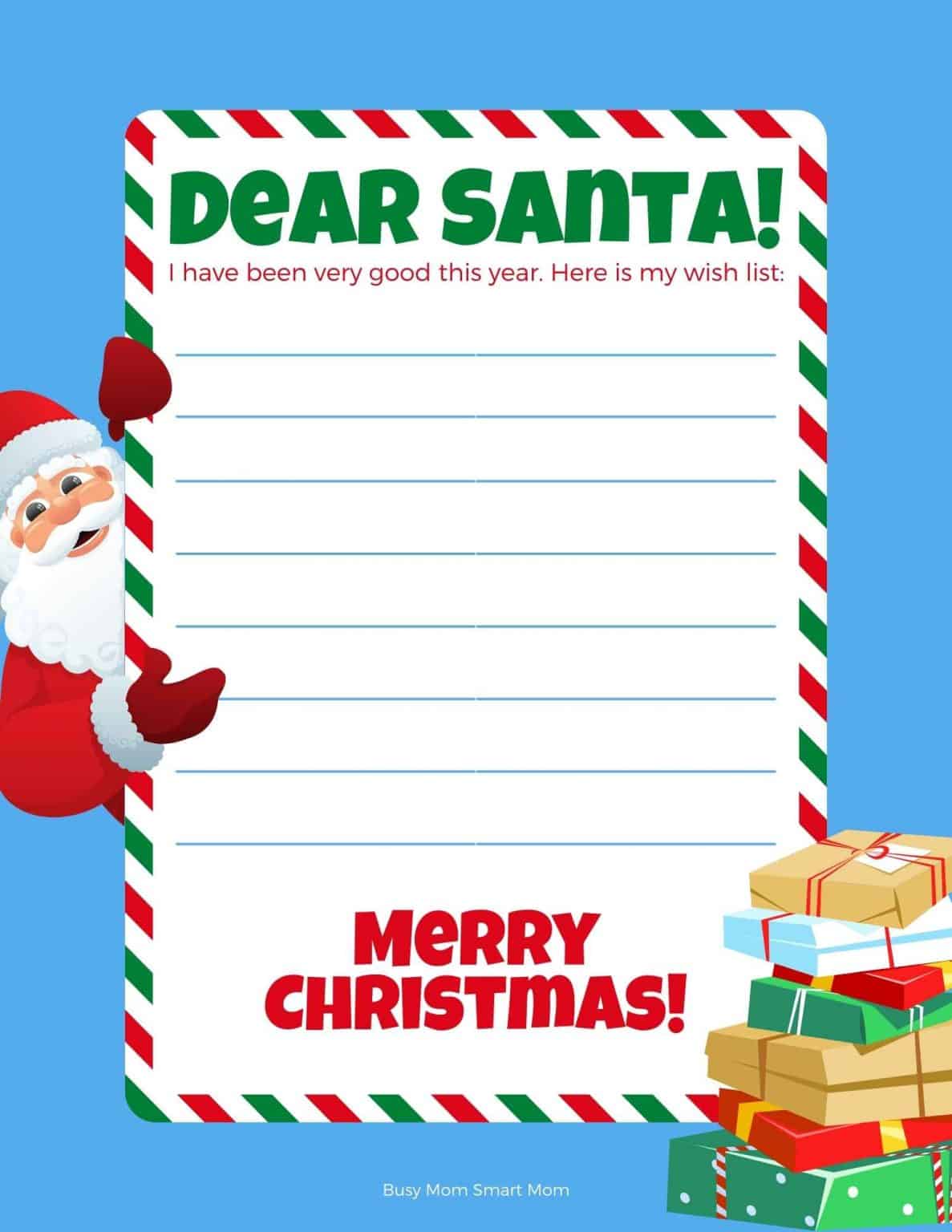 Christmas Wish List Printable (4 Free Santa Wish List Templates for