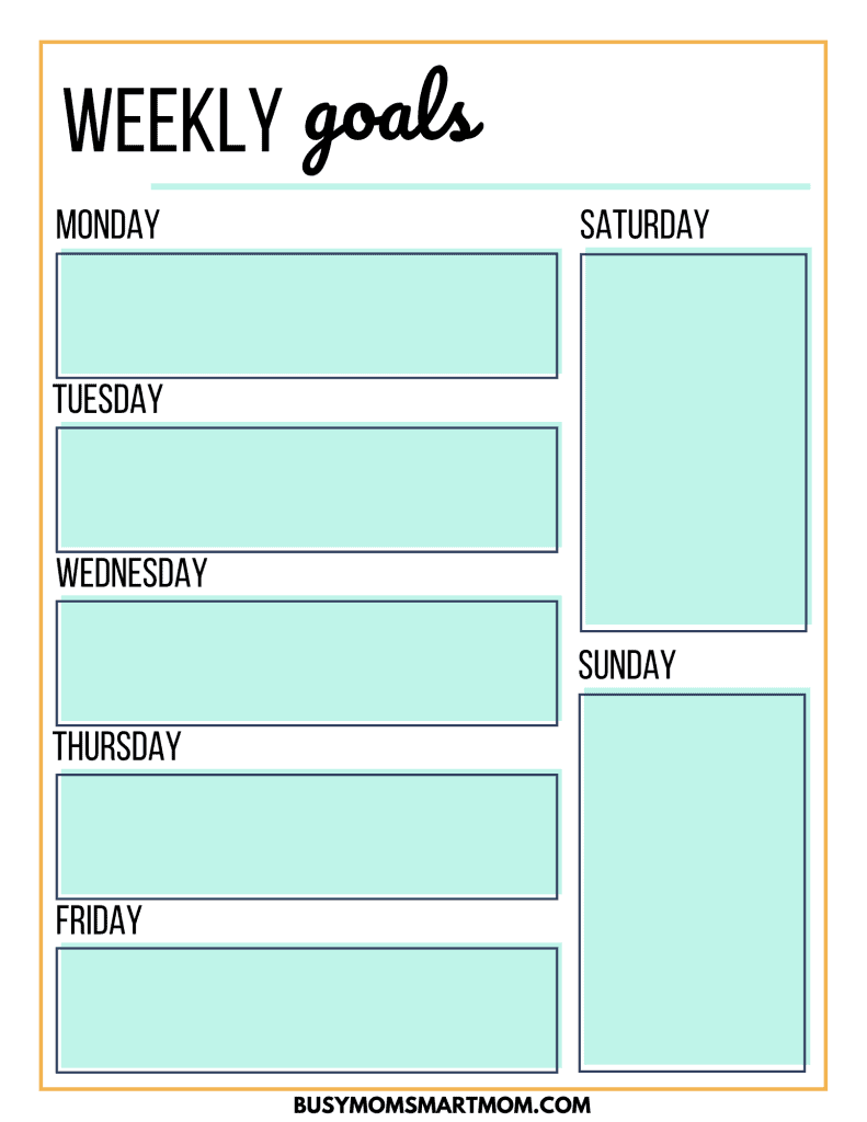 weekly goals setting worksheet