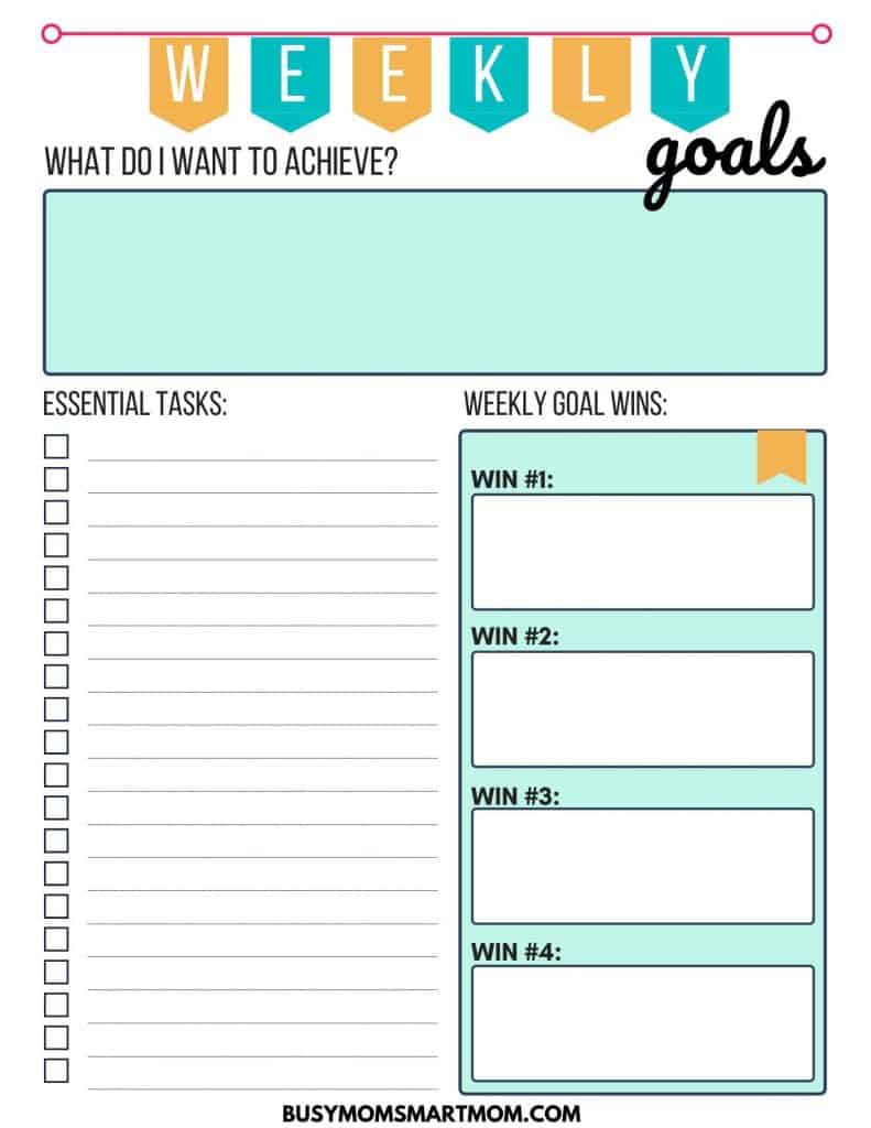 weekly goal setting worksheet #2