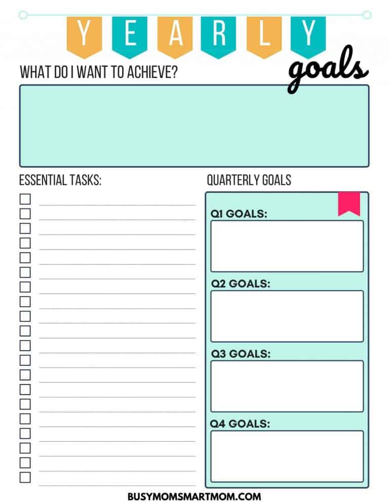 8 Free Goal Setting Worksheets (For Moms and Kids!) - Busy Mom Smart Mom
