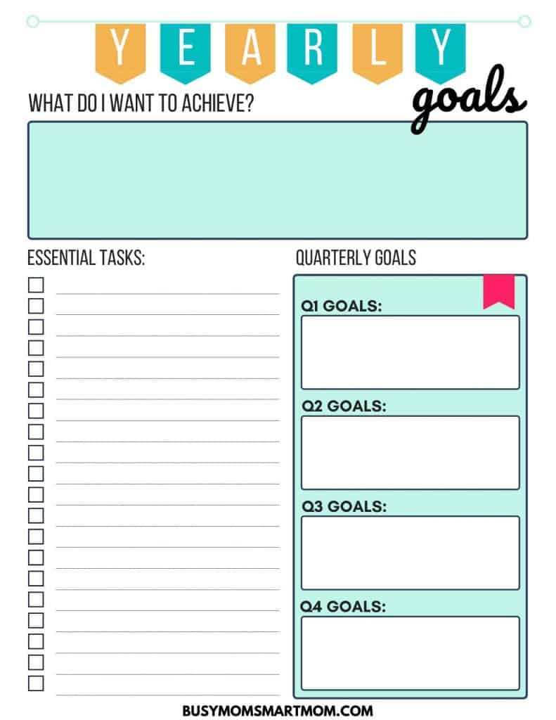 yearly goal setting worksheet #3