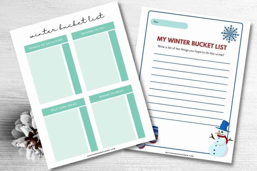 two winter bucket list printables