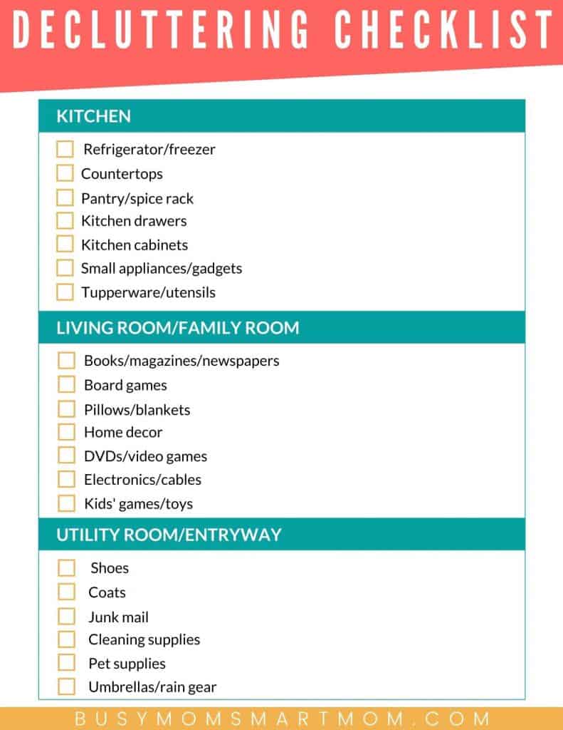 decluttering checklist printable