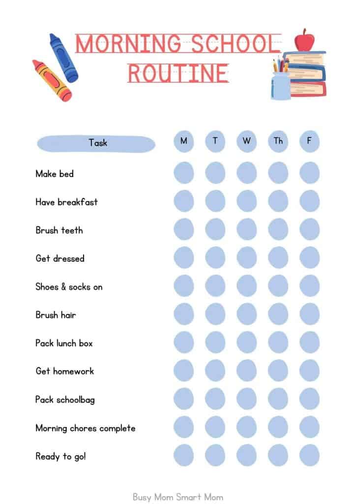 back to school routine checklist printable